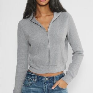 Aritzia TNA Waffle Zip Hoodie – Size M – Grey - Like New